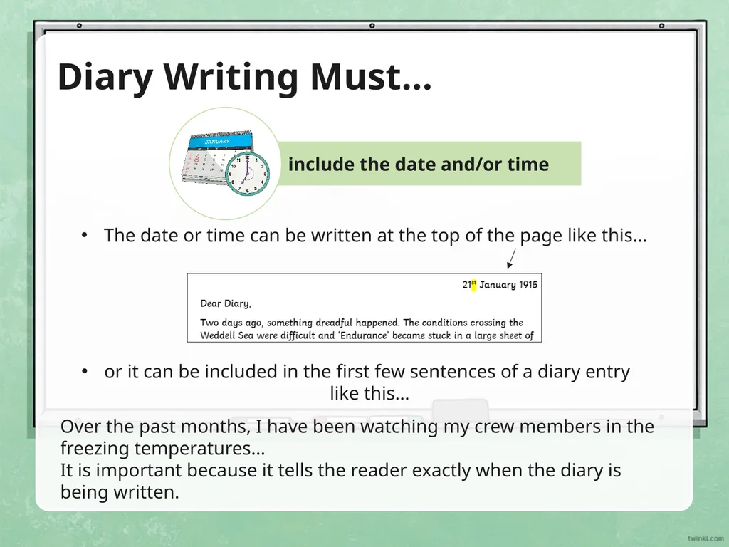 Writing a Diary Entry When you write a diary entry - slide 3 of 16
