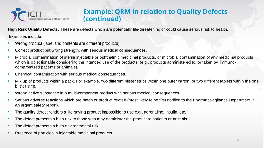 Annex II: Potential Applications Quality Risk - slide 29 of 62