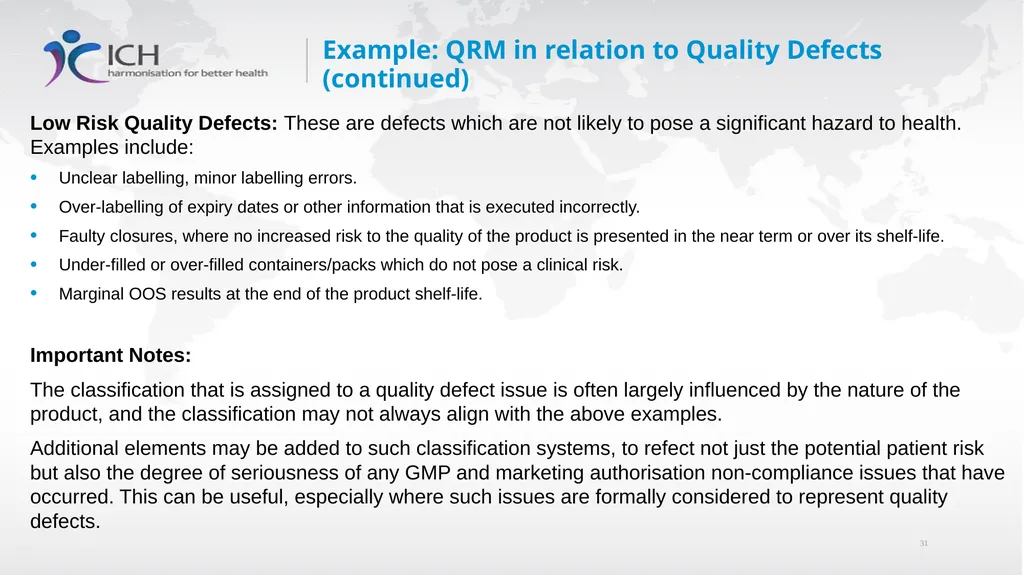 Annex II: Potential Applications Quality Risk - slide 31 of 62