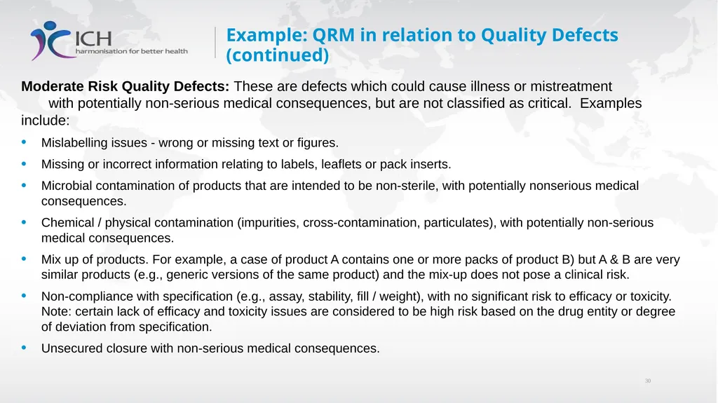 Annex II: Potential Applications Quality Risk - slide 30 of 62