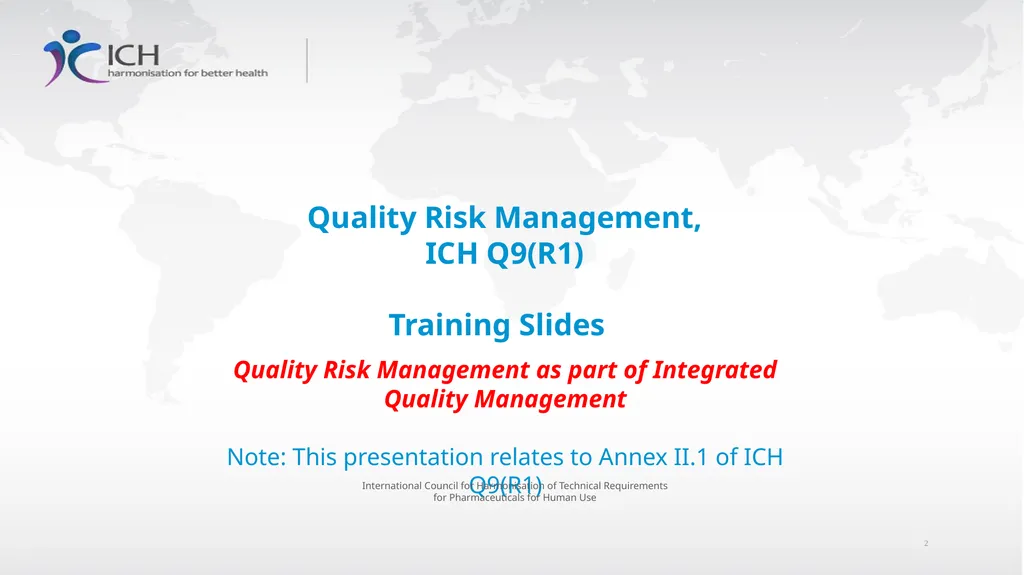 Annex II: Potential Applications Quality Risk - slide 2 of 62