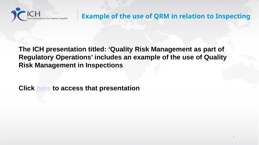 Annex II: Potential Applications Quality Risk - slide 35 of 62