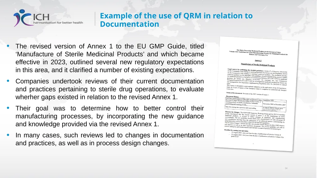 Annex II: Potential Applications Quality Risk - slide 14 of 62