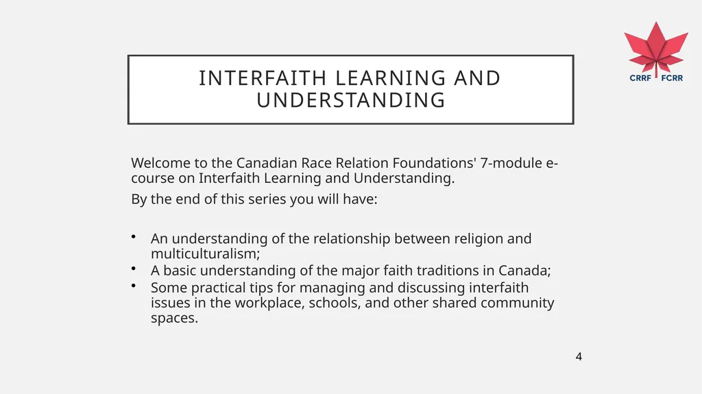 Interfaith Learning and Understanding CRRF - slide 4 of 227