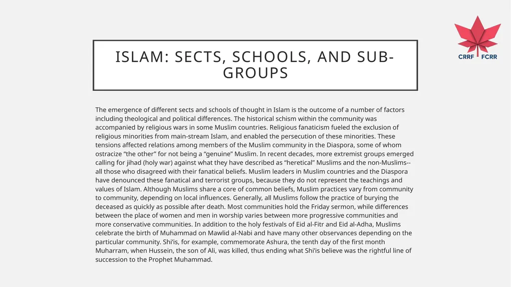 Interfaith Learning and Understanding CRRF - slide 90 of 227