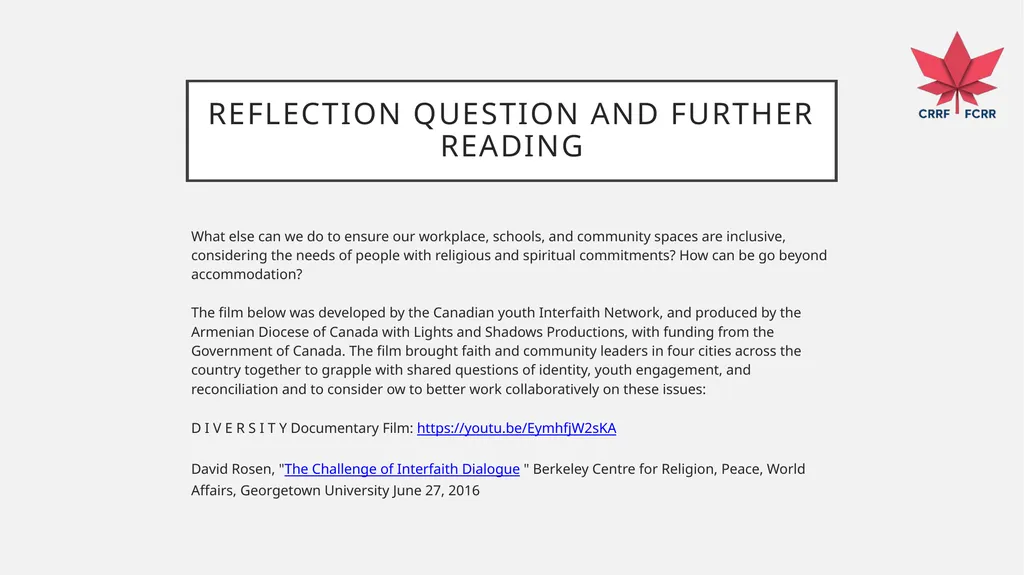 Interfaith Learning and Understanding CRRF - slide 225 of 227