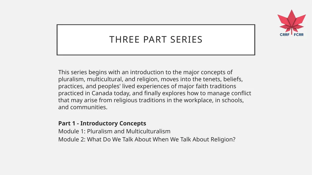 Interfaith Learning and Understanding CRRF - slide 5 of 227