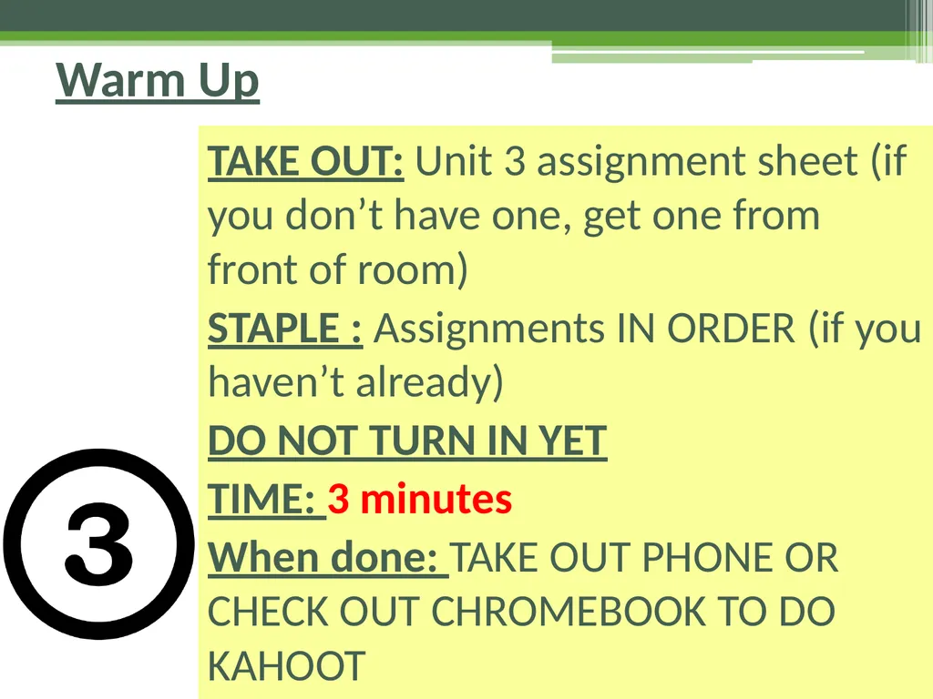 Day 4: Unit 3 Quiz AP Chemistry Unit 3 – - slide 2 of 6