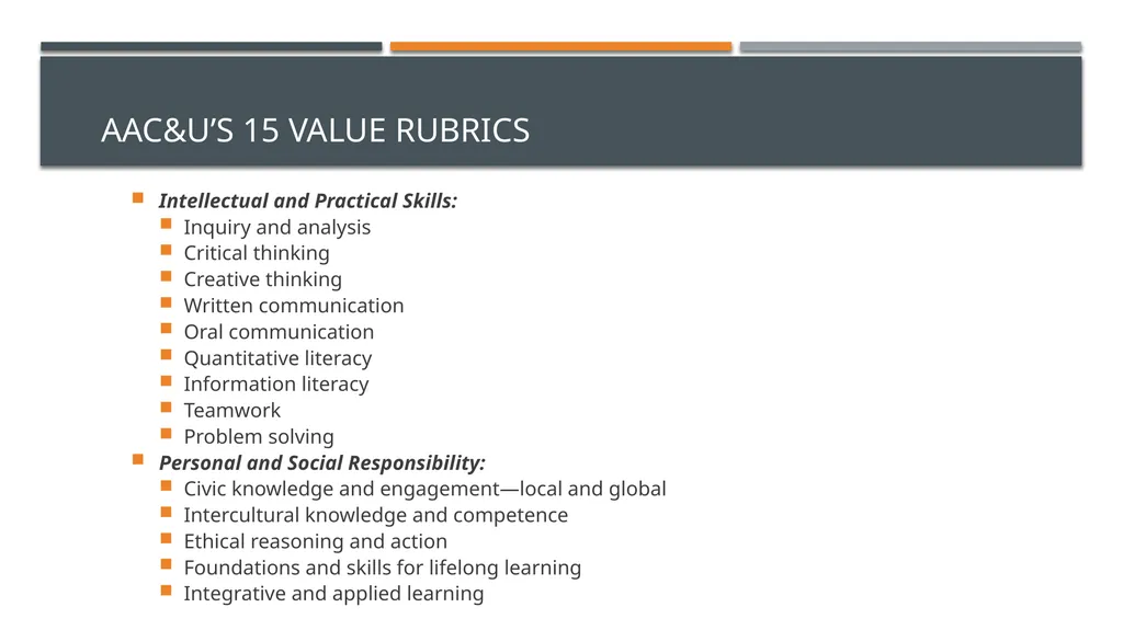 Using VALUE Rubrics to Assess Almost Any Program - slide 5 of 24