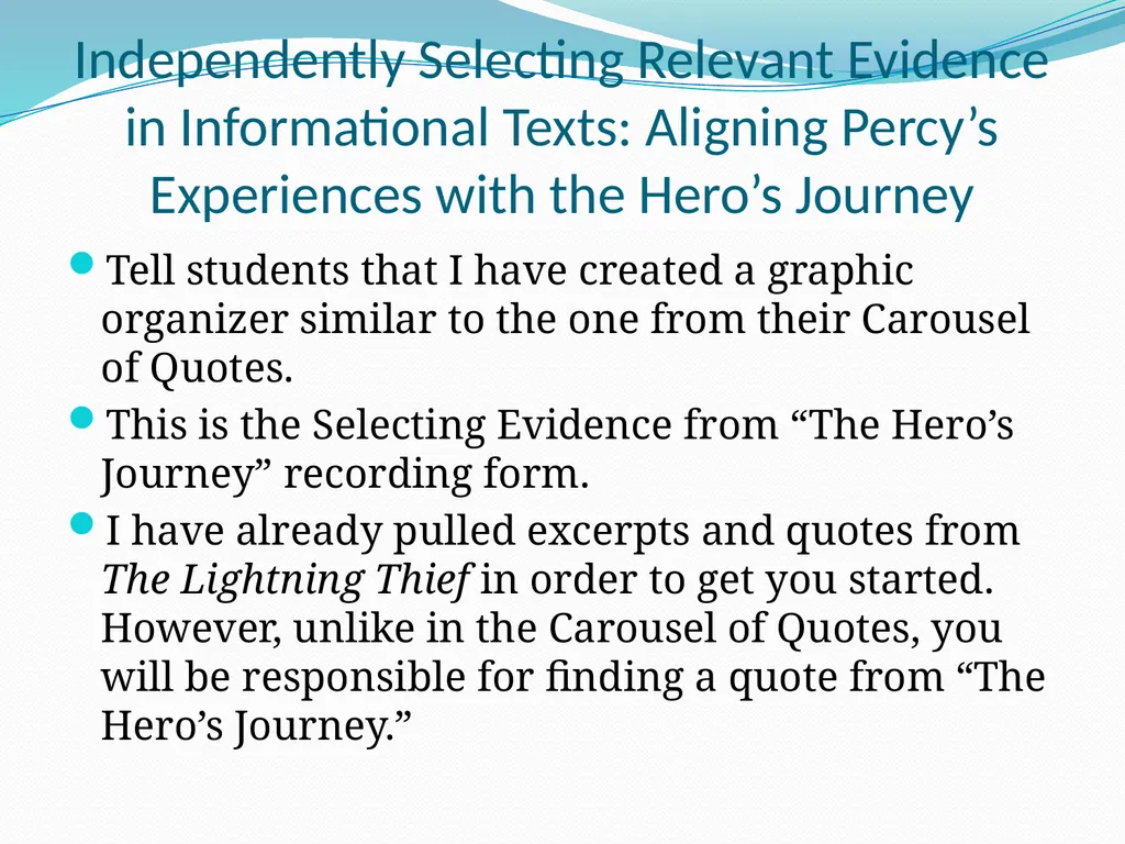 Module 1: Unit 1: Lesson 10 Selecting Evidence and - slide 12 of 20