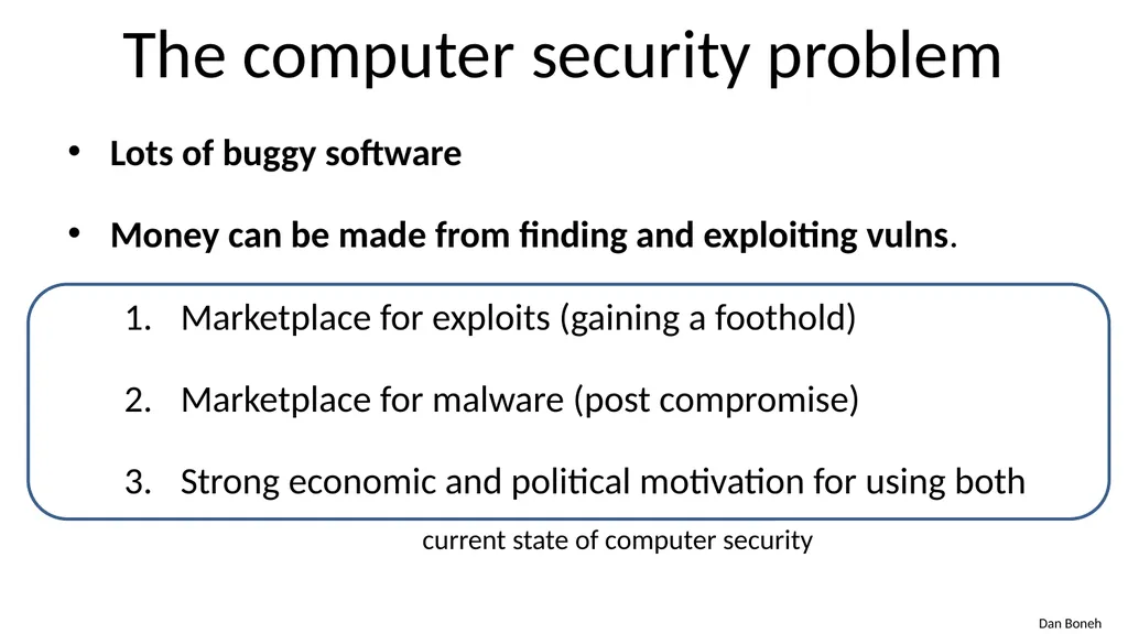 CS155 Computer Security Course overview Admin - slide 3 of 43