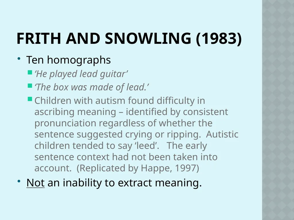 Autism and Cognition Chris Atherton Autism - slide 16 of 67
