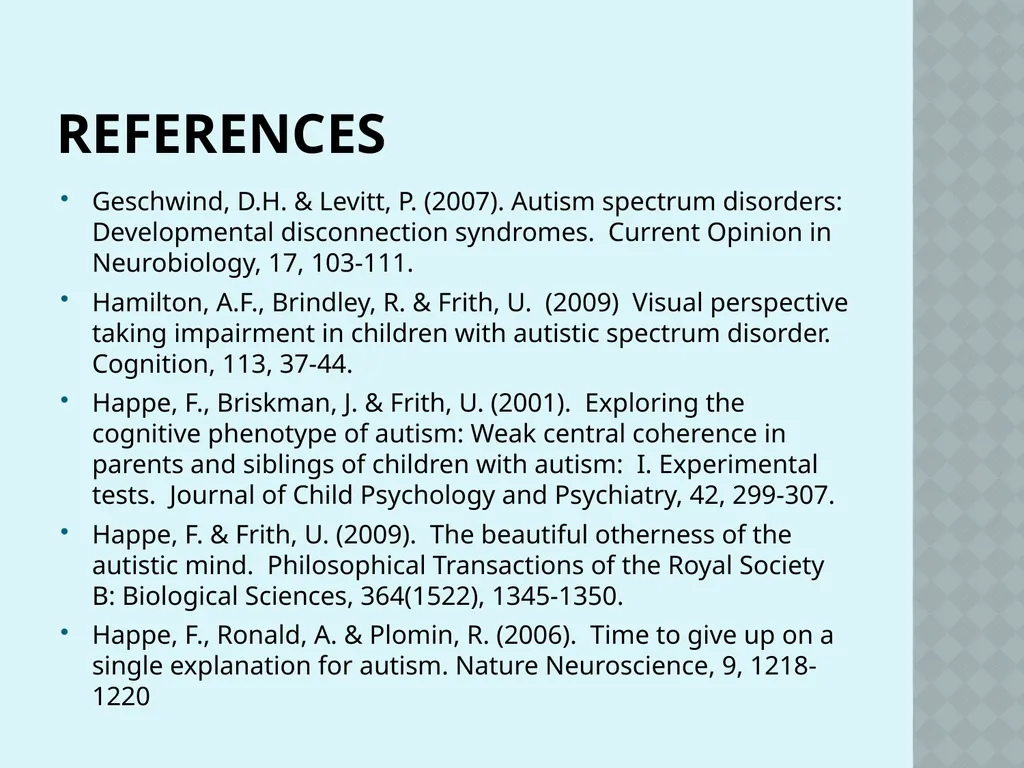 Autism and Cognition Chris Atherton Autism - slide 64 of 67