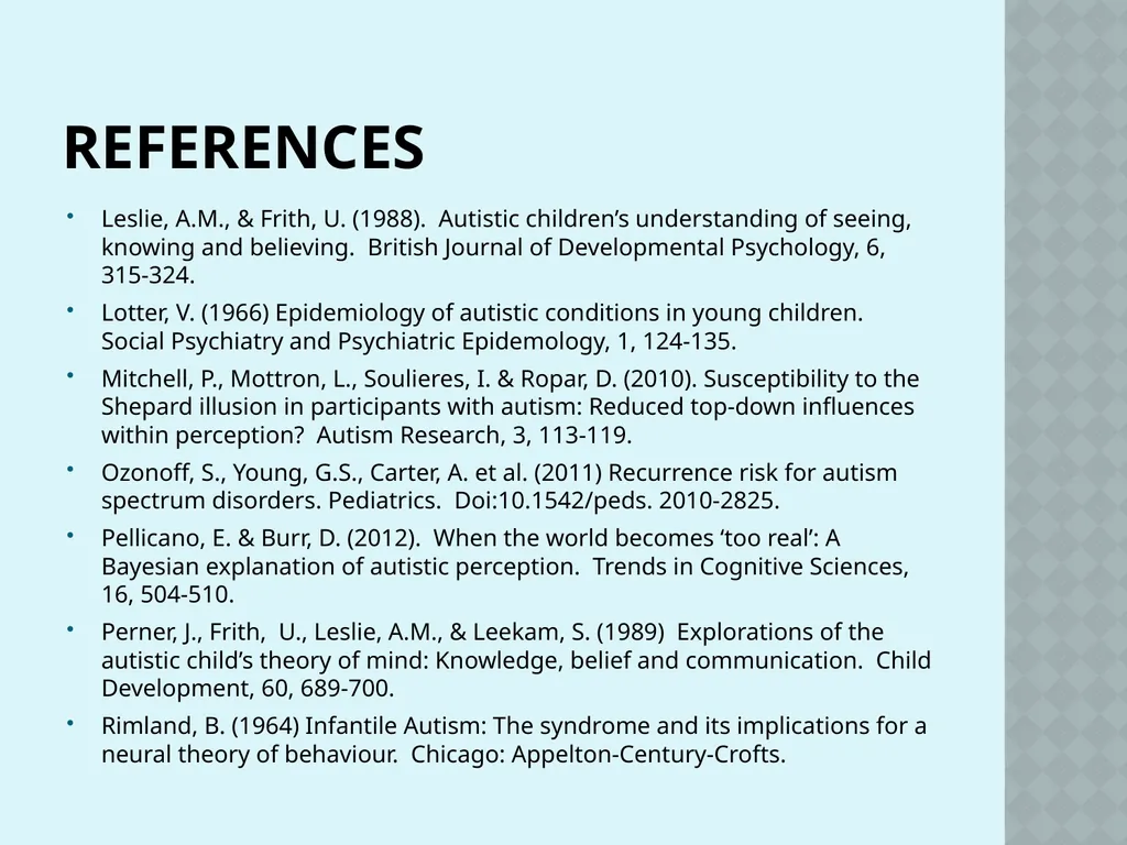 Autism and Cognition Chris Atherton Autism - slide 66 of 67