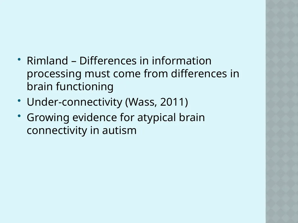 Autism and Cognition Chris Atherton Autism - slide 25 of 67