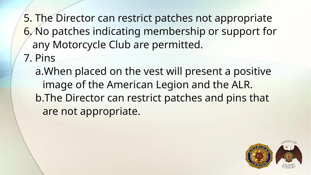 AMERICAN LEGION RIDERS Standard Operating - slide 26 of 30