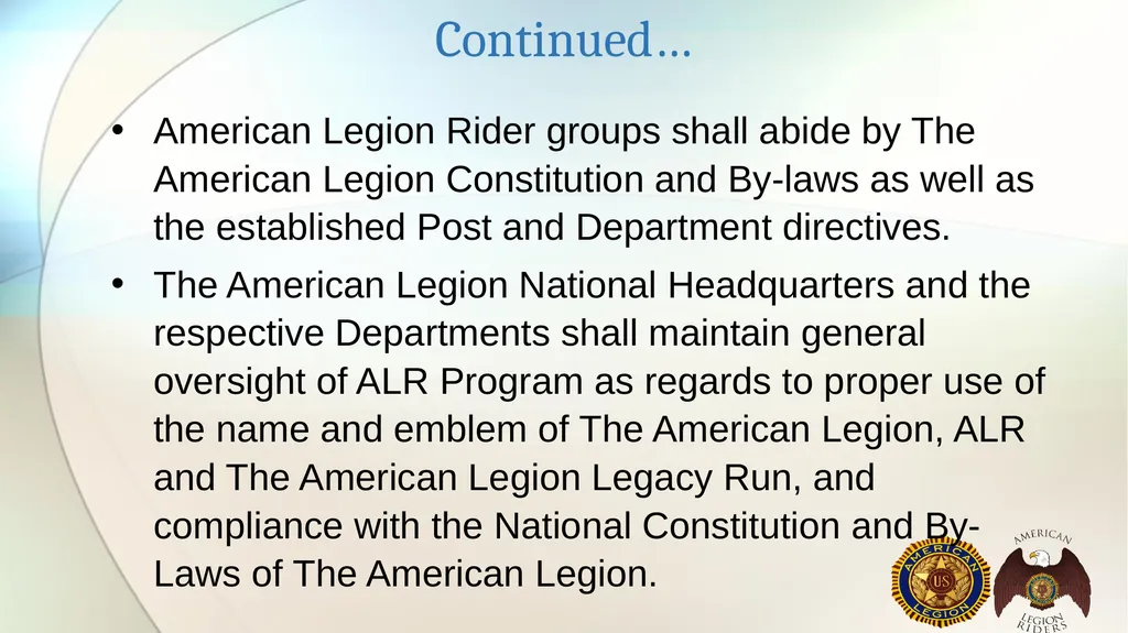 AMERICAN LEGION RIDERS Standard Operating - slide 12 of 30