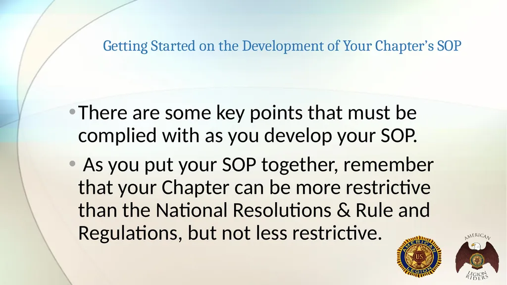 AMERICAN LEGION RIDERS Standard Operating - slide 5 of 30