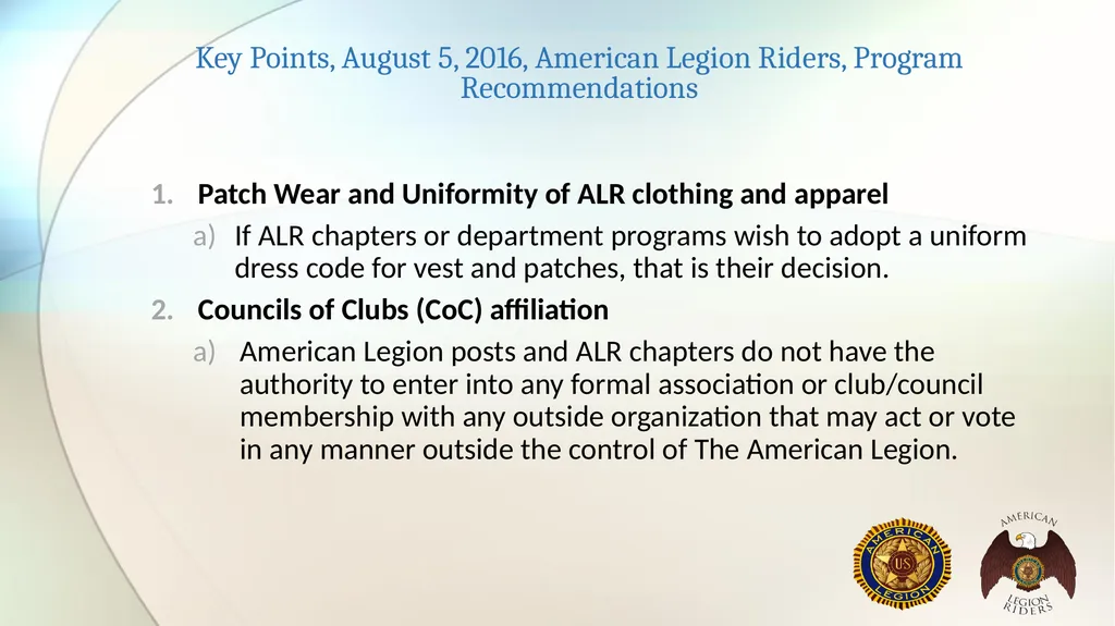 AMERICAN LEGION RIDERS Standard Operating - slide 6 of 30