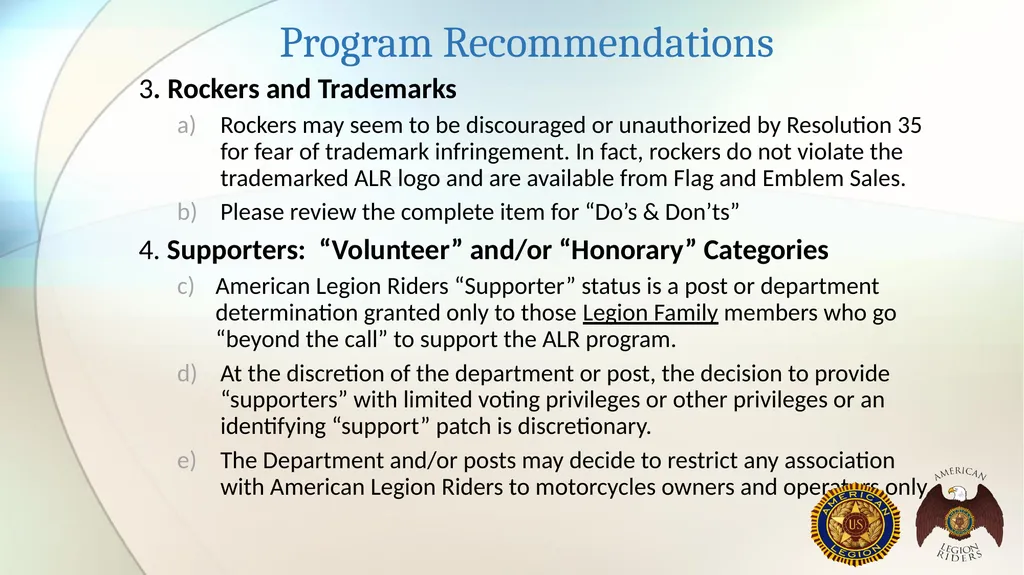 AMERICAN LEGION RIDERS Standard Operating - slide 7 of 30