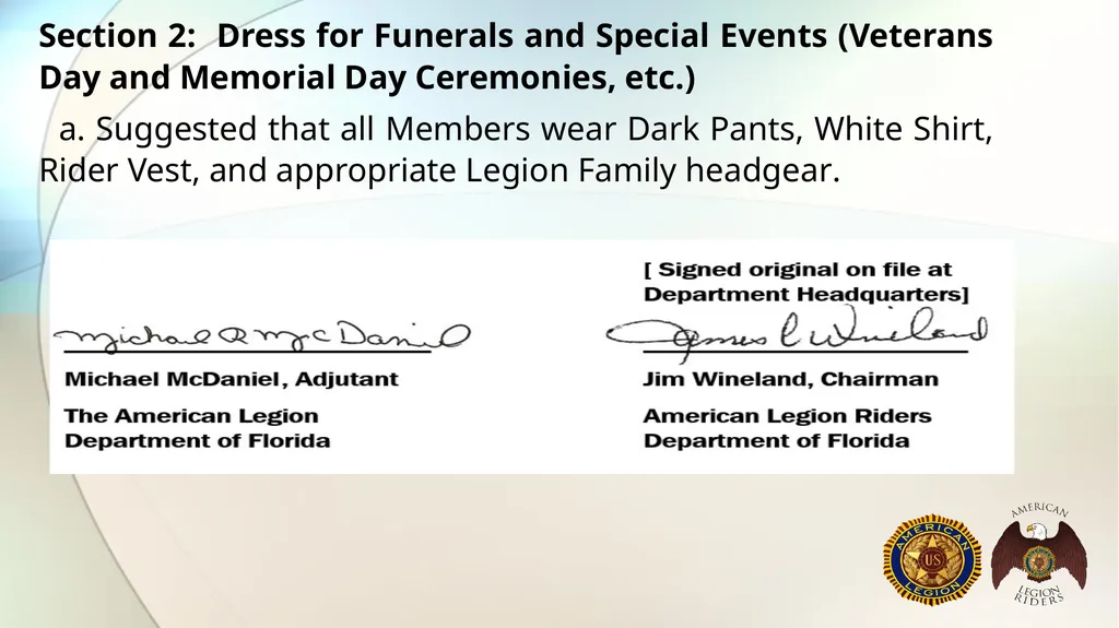 AMERICAN LEGION RIDERS Standard Operating - slide 27 of 30