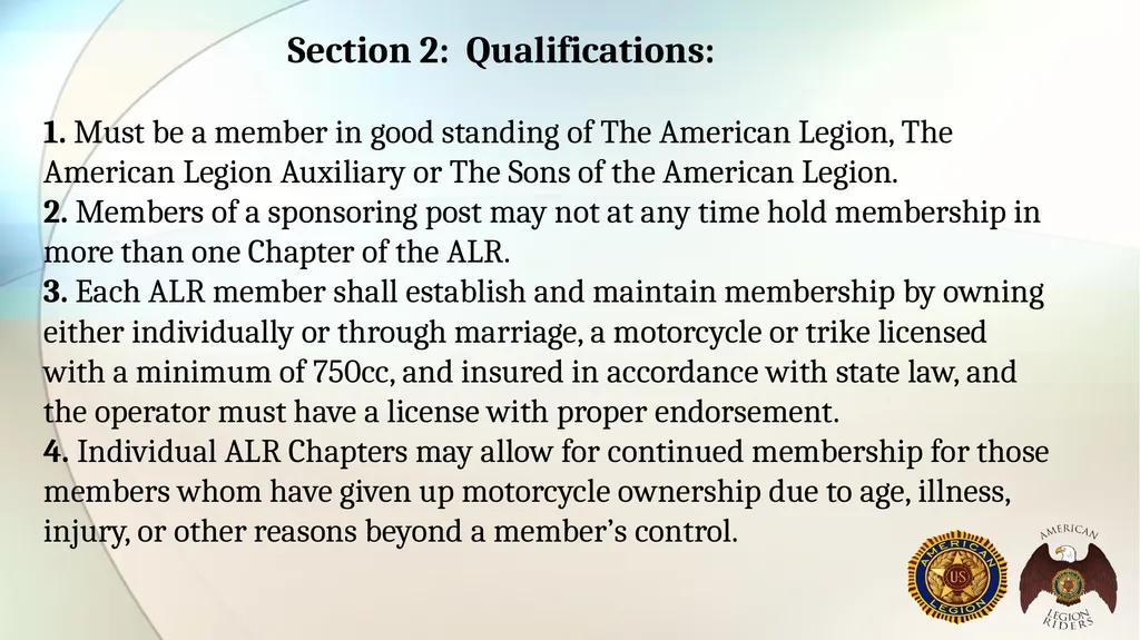 AMERICAN LEGION RIDERS Standard Operating - slide 15 of 30