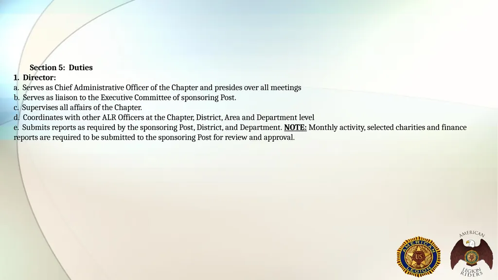 AMERICAN LEGION RIDERS Standard Operating - slide 19 of 30