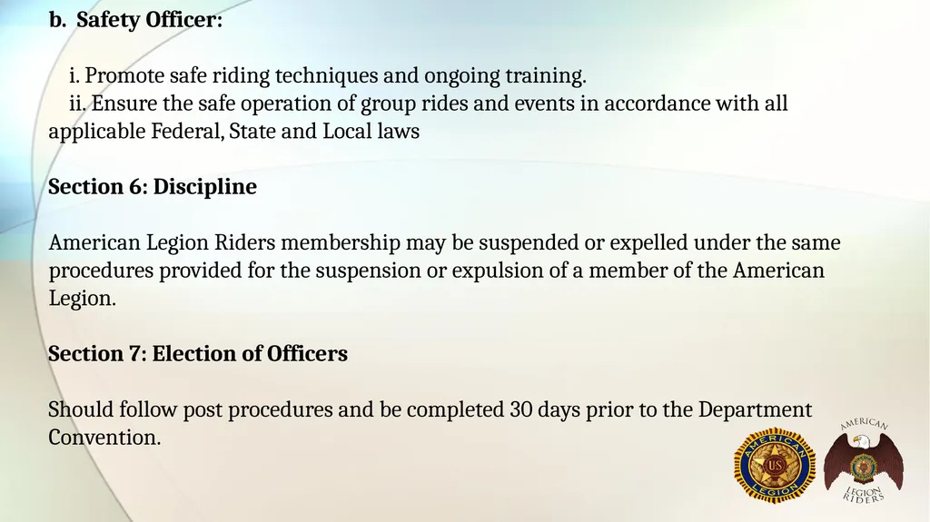 AMERICAN LEGION RIDERS Standard Operating - slide 24 of 30