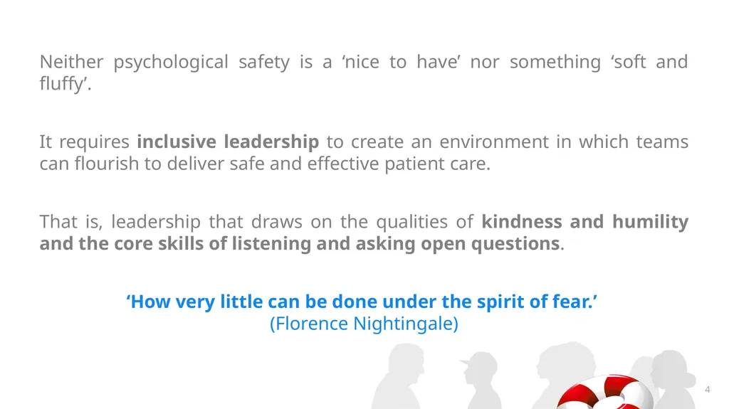 Psychological Safety for Improvement: - Enabling - slide 4 of 19