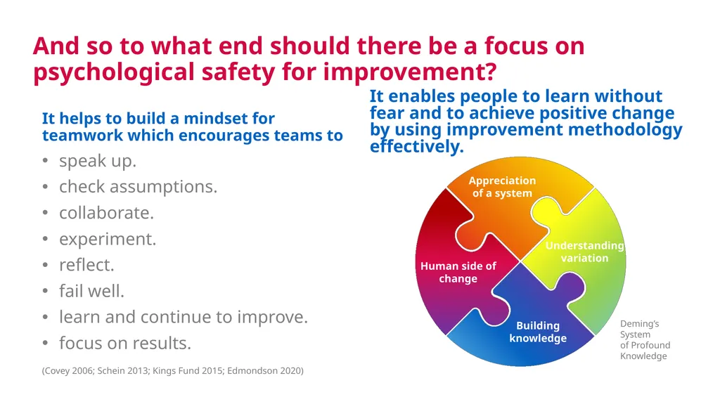 Psychological Safety for Improvement: - Enabling - slide 17 of 19