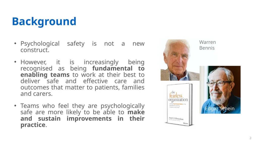 Psychological Safety for Improvement: - Enabling - slide 2 of 19