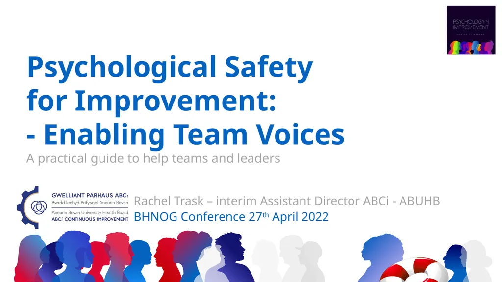 Psychological Safety for Improvement: - Enabling - slide 1 of 19