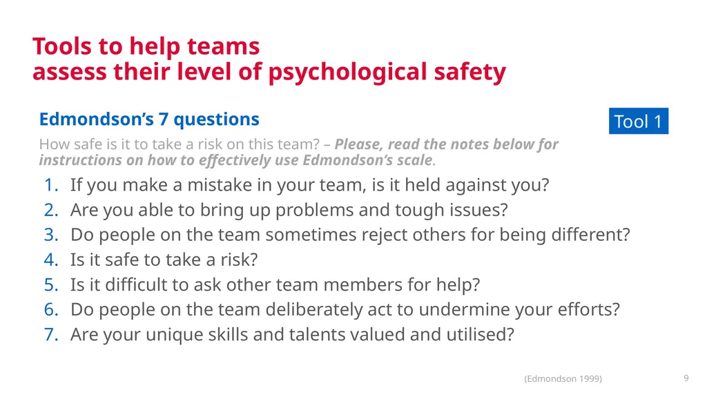 Psychological Safety for Improvement: - Enabling - slide 9 of 19