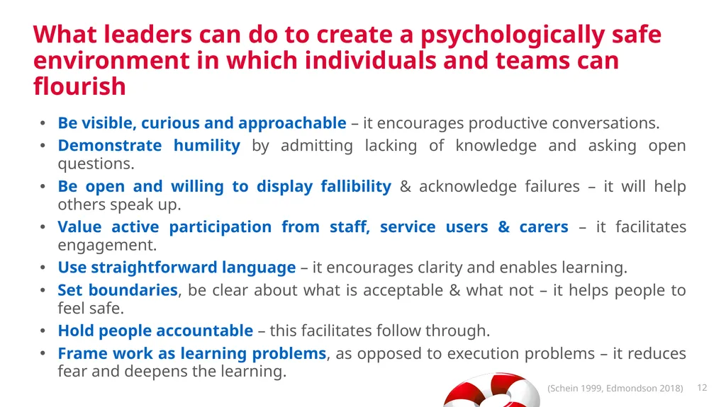 Psychological Safety for Improvement: - Enabling - slide 12 of 19