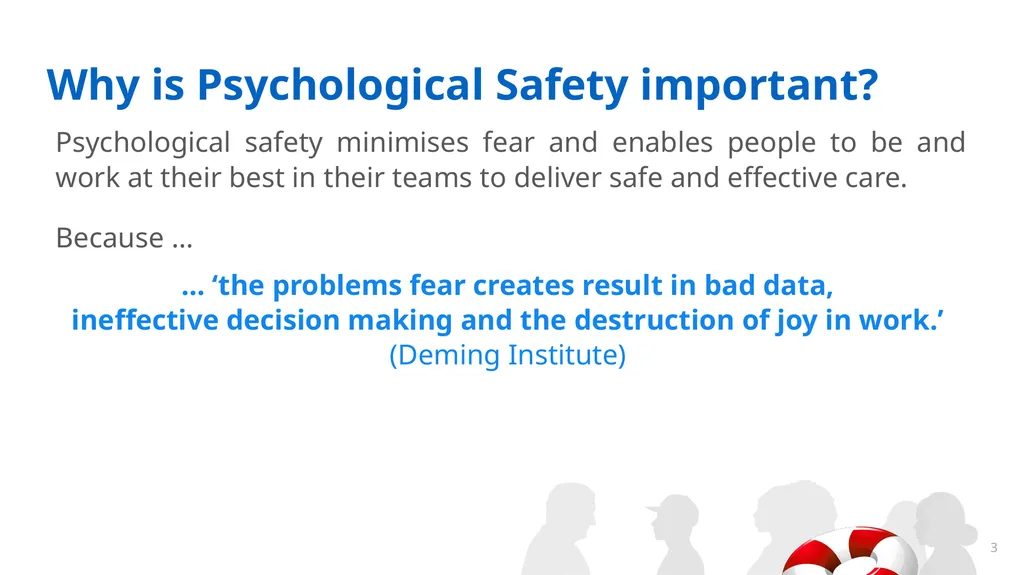 Psychological Safety for Improvement: - Enabling - slide 3 of 19