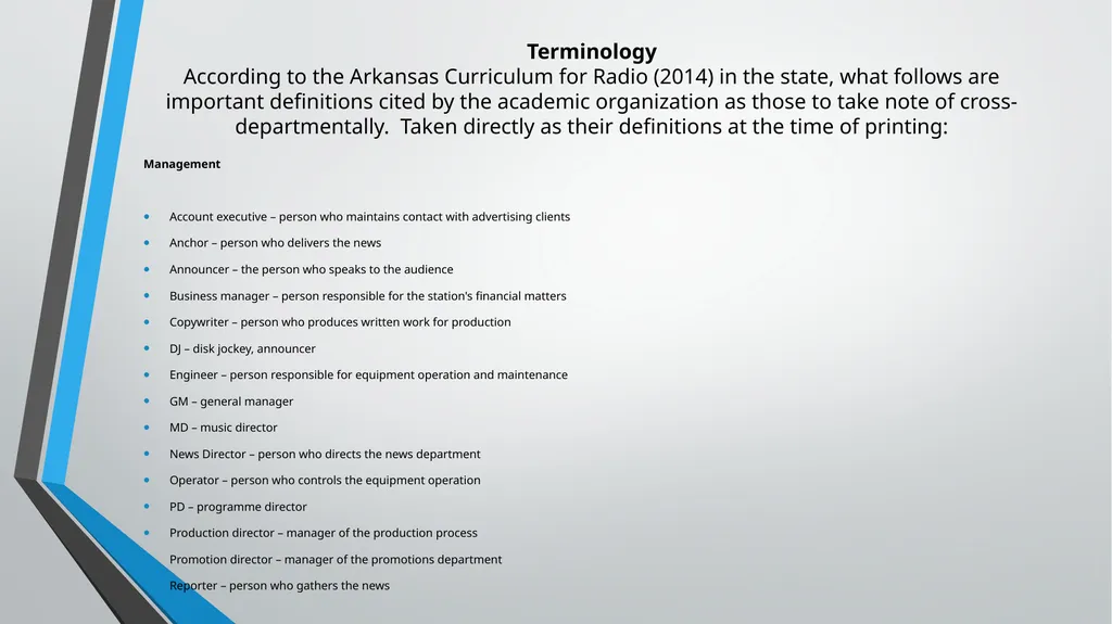 Broadcasting Basics and Methodologies UNIT 1 - slide 18 of 21