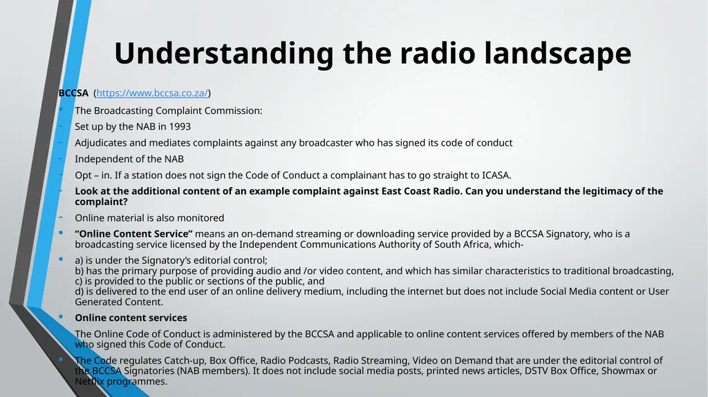 Broadcasting Basics and Methodologies UNIT 1 - slide 5 of 21