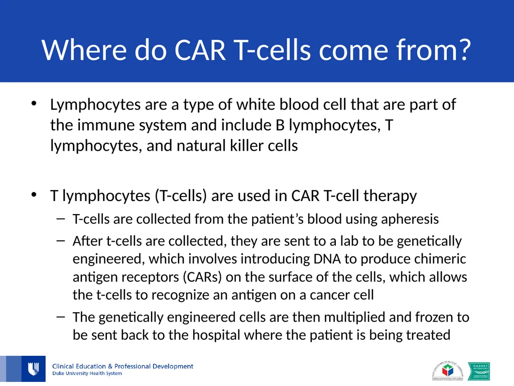 CAR T-cell Therapy What is CAR T-cell therapy? - slide 4 of 10