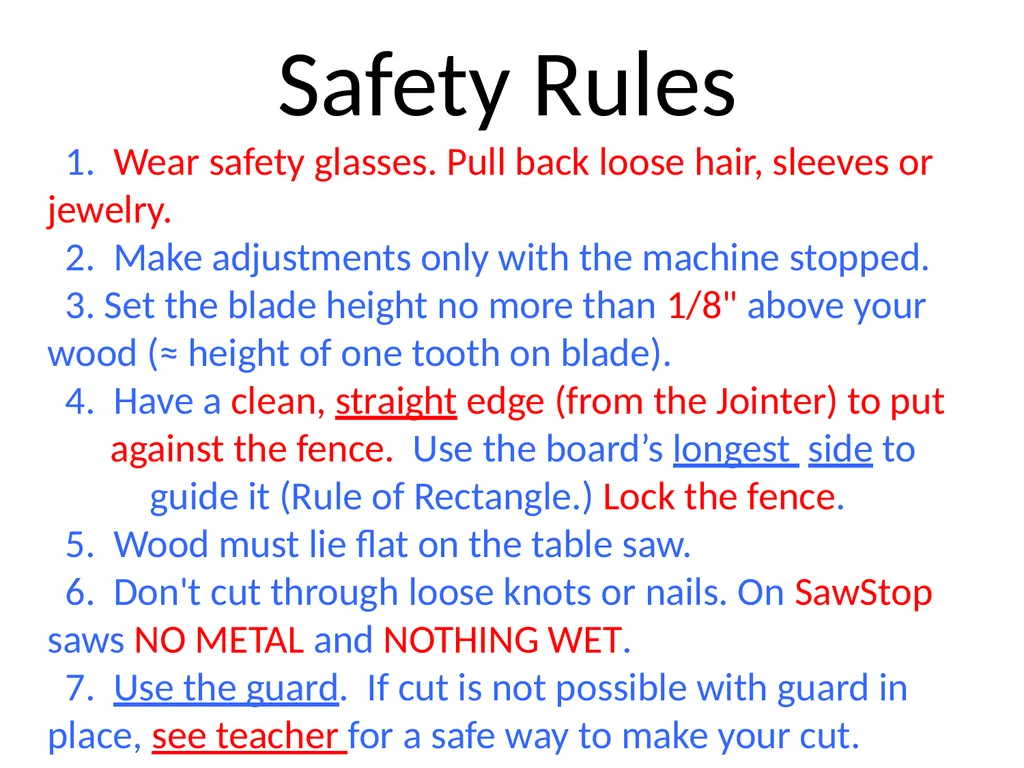 Table Saw (Circular Saw) Thanks to Tom Bockman for - slide 23 of 34