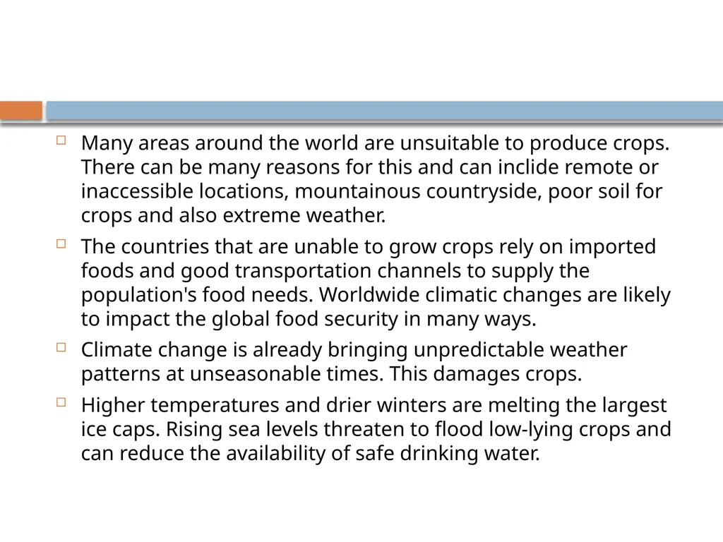 TOPIC: FACTORS AFFECTING FOOD AVAILABILITY - slide 3 of 9