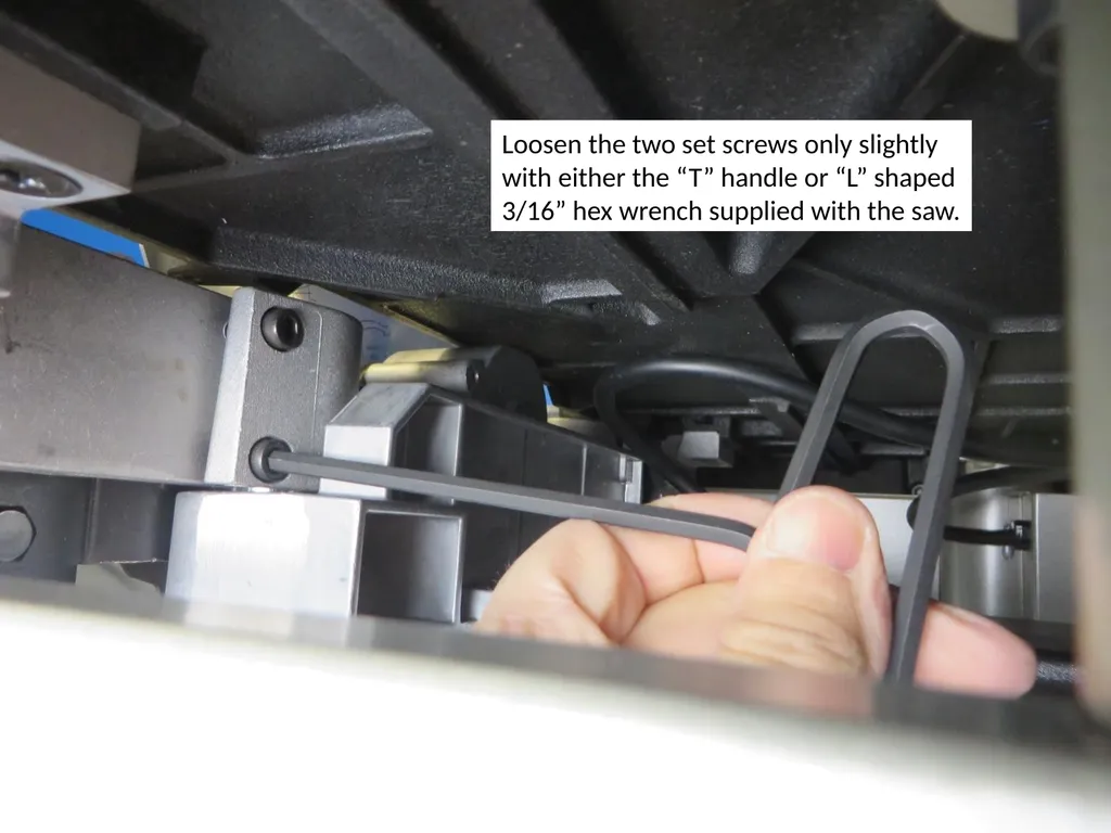 Delta Contractors Saw 36-725 Blade alignment to - slide 6 of 10