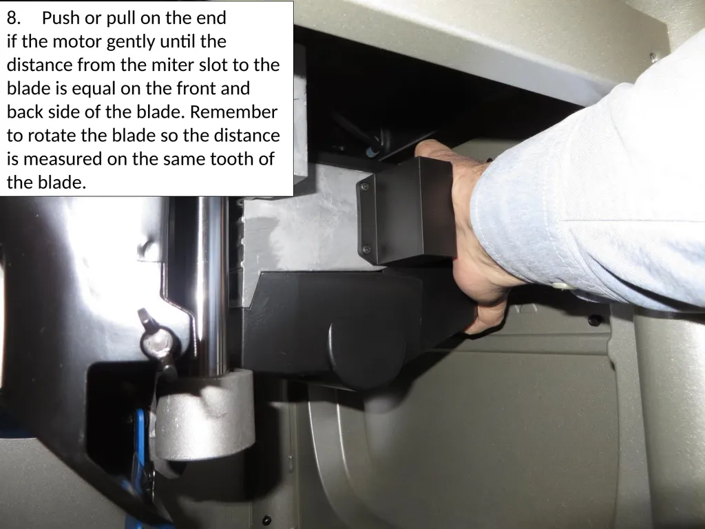 Delta Contractors Saw 36-725 Blade alignment to - slide 7 of 10