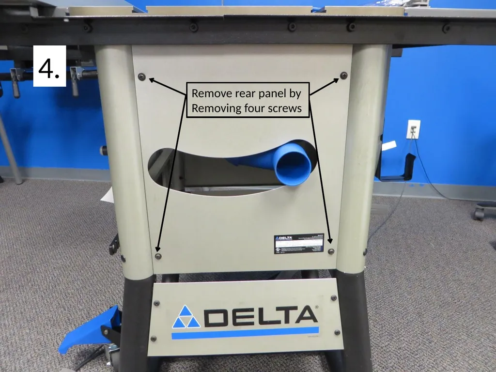 Delta Contractors Saw 36-725 Blade alignment to - slide 3 of 10