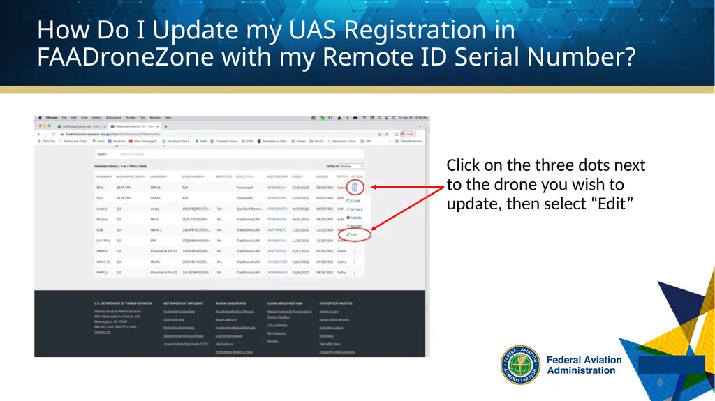 Remote ID and UAS Registration The following - slide 6 of 15