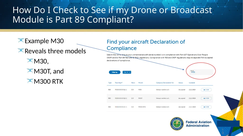 Remote ID and UAS Registration The following - slide 13 of 15