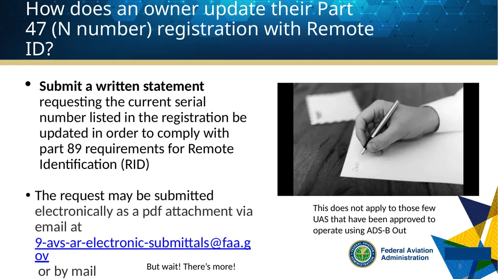 Remote ID and UAS Registration The following - slide 9 of 15