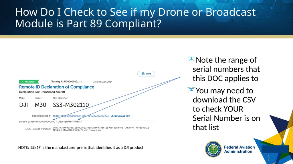 Remote ID and UAS Registration The following - slide 14 of 15