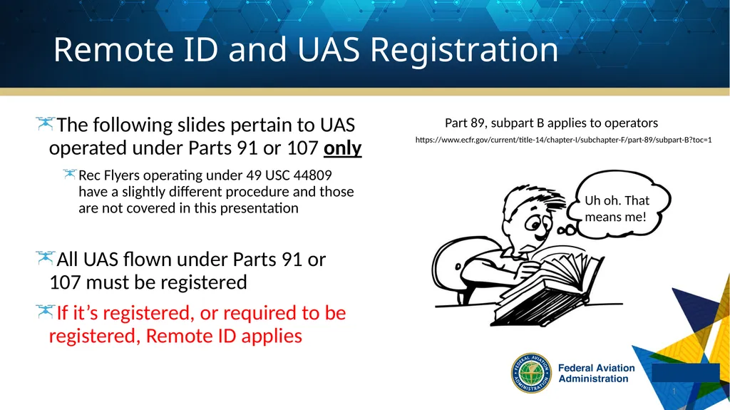 Remote ID and UAS Registration The following - slide 1 of 15