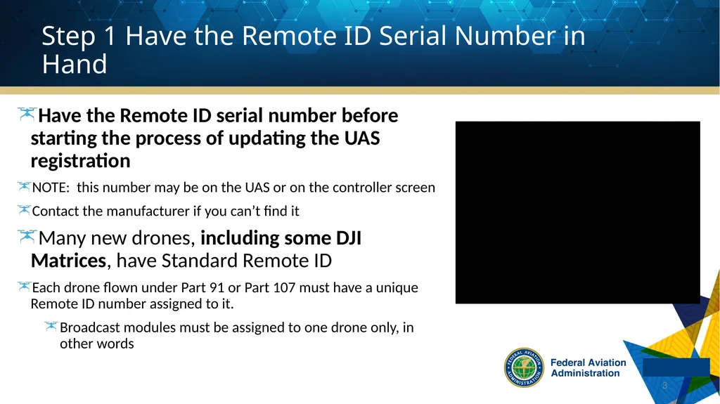 Remote ID and UAS Registration The following - slide 3 of 15