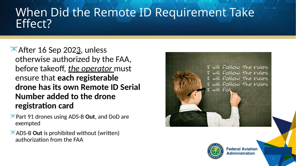 Remote ID and UAS Registration The following - slide 2 of 15